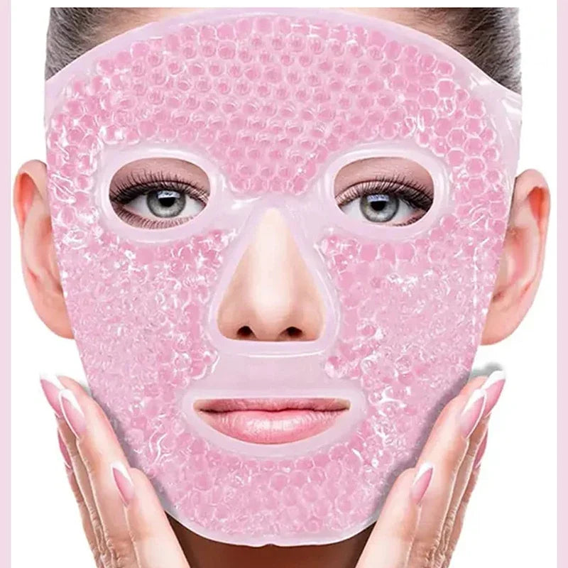 Reusable Full Face Ice Compress Gel Mask for Hot and Cold Therapy - Facial Beauty Mask