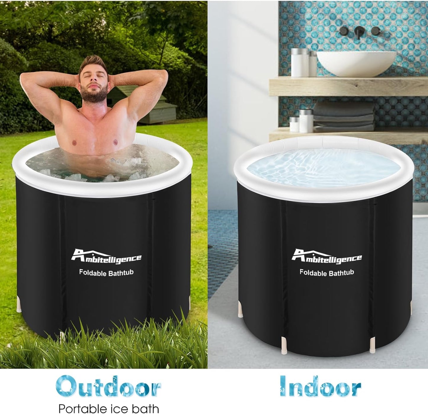 Outdoor Portable Cold Water Therapy Tub for Athletes - Foldable Ice Tub for Fitness Recovery and Rehabilitation